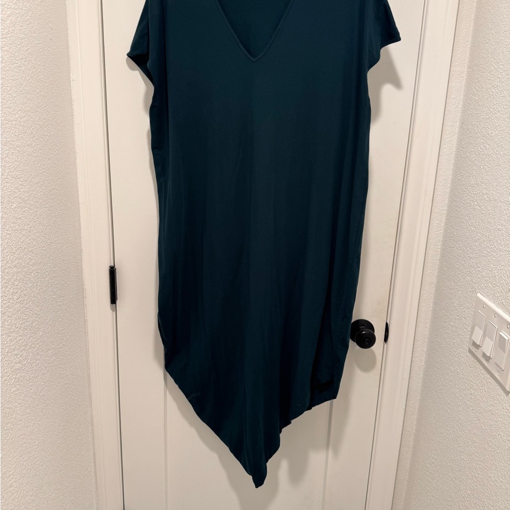Universal Standard Geneva V-Neck Asymmetrical Dress in Deep Sea